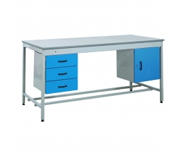 Taurus Utility Workbench With Triple Drawer and Cupboard In Blue