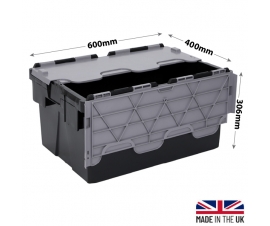 Black and Grey Hinged Lid Storage Crates