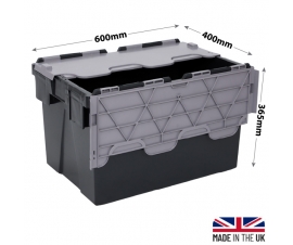 Black and Grey Hinged Lid Storage Crates