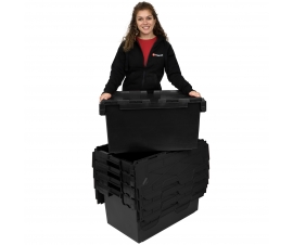 Large black heavy duty storage crates with 80L capacity