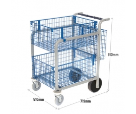 Large Mailroom Trolley With 2 Baskets & Panier Basket Dimensions
