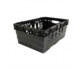 Black Bail Arm Stacking & Nesting (600 x 400 x 253mm) Ventilated Crate