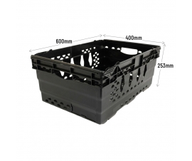 Black Bail Arm Stacking & Nesting (600 x 400 x 253mm) Ventilated Crate