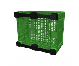 Large Vented Plastic Pallet Box with 2 Runners In Green Base