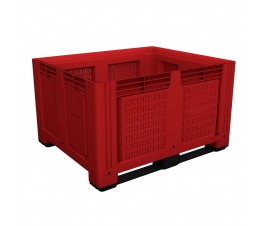 Large Vented Plastic Pallet Box with 2 Runners In Red