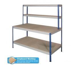 Rivet Workstation Bench with Full Undershelf