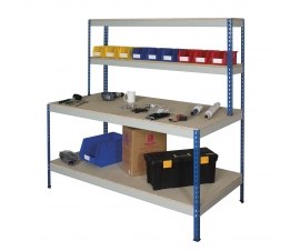 Rivet Workstation Bench with Full Undershelf