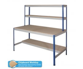 Rivet Workstation Bench with Half Undershelf