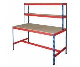 Rivet Workstation Bench in Blue and Orange