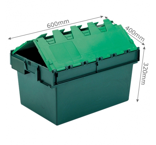 Green 600 x 400 Euro Attached Lid Container