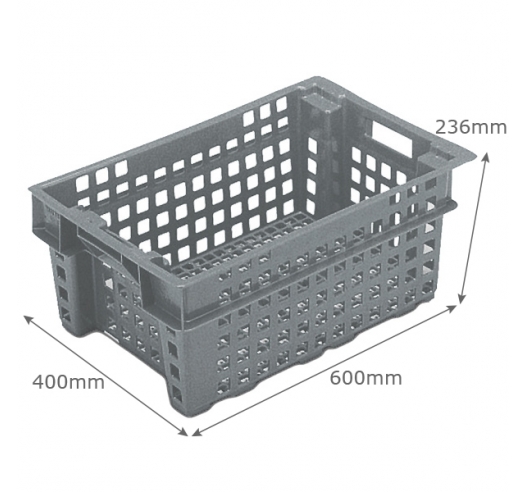 Perforated 37 litre container crate