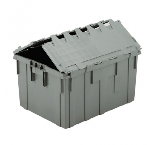 1B571 Large Attached Lid Plastic Crate