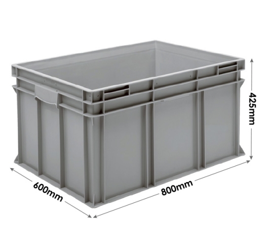 Ref: 3-219-72 Grey Range Euro Container 175 Litres Ribbed Base (800 x 600 x 425mm)