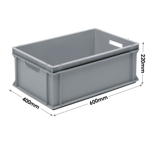 3-301-0 Grey Range Euro Container - 40 litres with Handholds