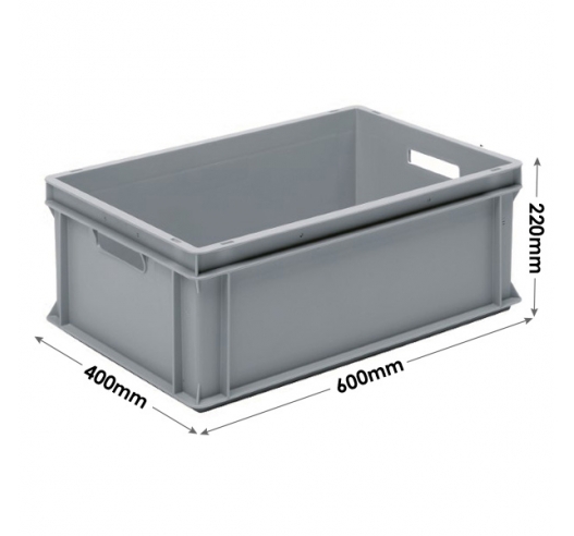 3-301-0 Grey Range Euro Container - 40 litres with Handholds