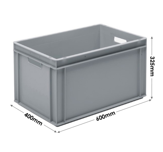 3-302-0 Grey Range Euro Container - 60 litres with Hand holds