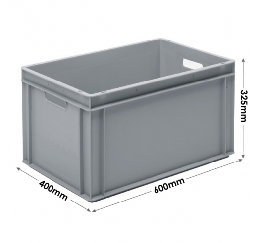 3-302-0 Grey Range Euro Container - 60 litres with Hand holds