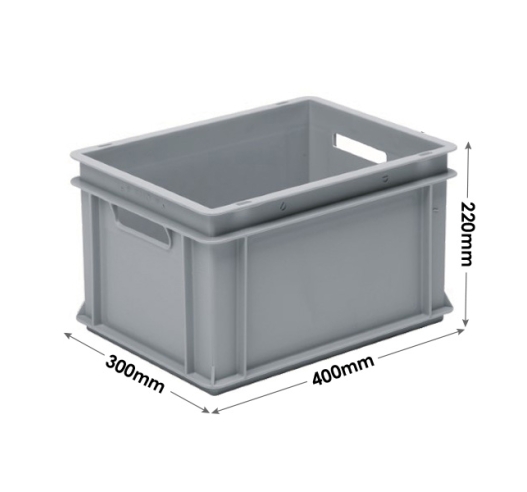 3-304-0 Grey Range Euro Container with Hand Holes 20 Litres