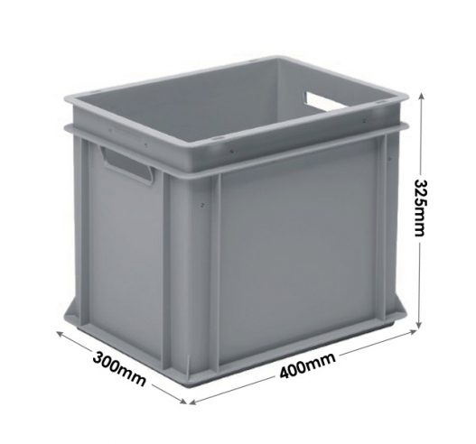 3-305-0 Grey Range Euro Container with Hand Holes - 30 litres