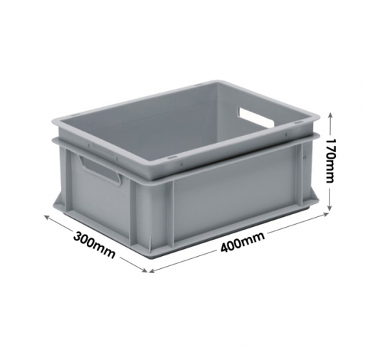 3-307-0 Grey Range Euro Container - 15 Litres With Hand Holes