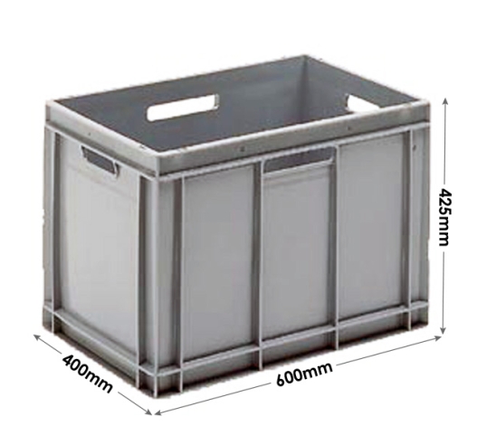 Grey Range Euro Container With Hand Holes - 90 litres