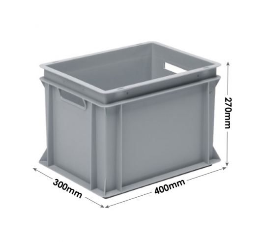 3-312-0 Grey Range Euro Container With Hand Holes - 25 litres