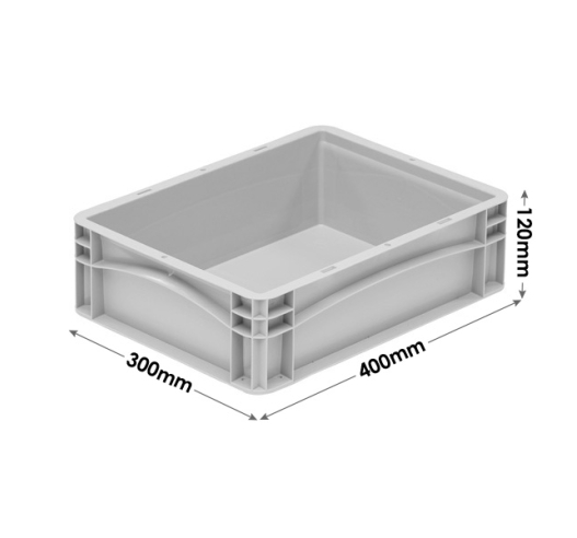 Shallow Grey Euro Container - 120mm Deep