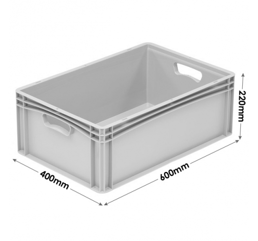 600 x 400 x 220mm Euro Stacking Container Tray with Hand Holes