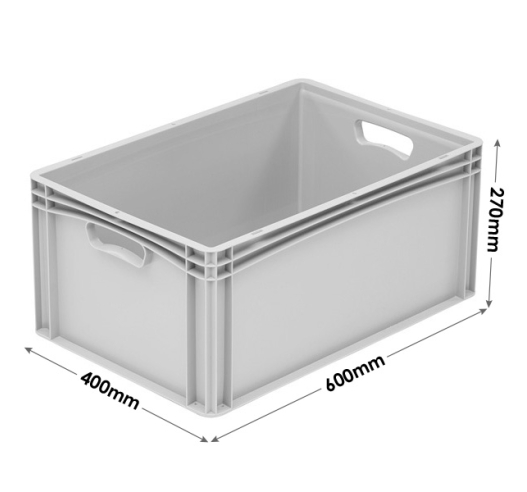 600 x 400 x 270mm Euro Stacking Container Tray with Hand Hole