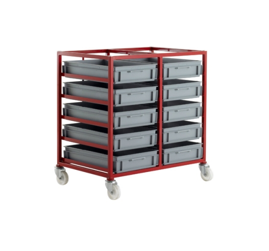 CT405P Mobile Tray Rack With 10 Euro Containers
