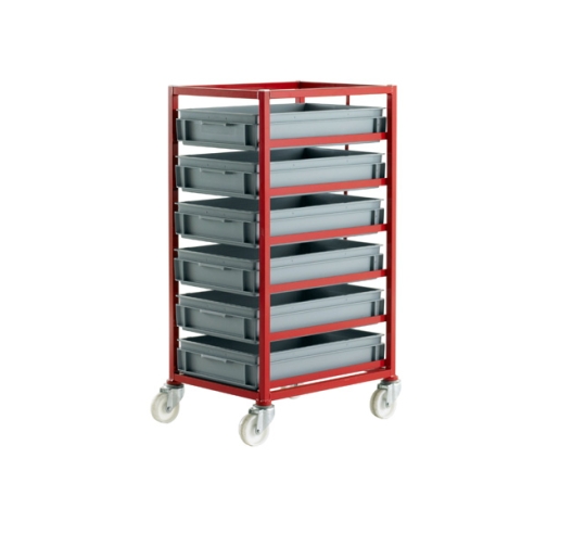 CT406P Mobile Tray Rack With 6 Euro Containers