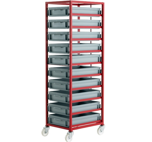 CT410P Mobile Tray Rack With 10 Euro Containers