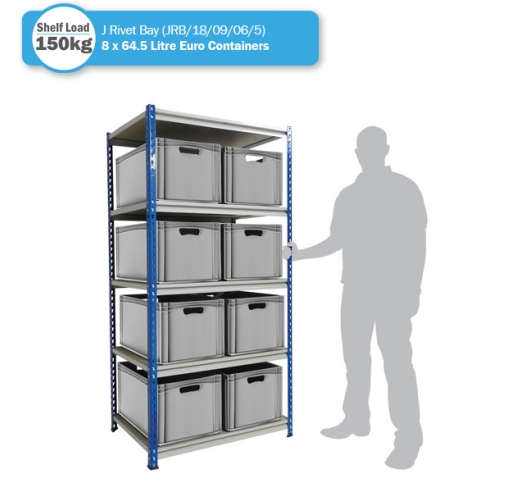 Shelving Bay with 8 x BK-ES64/32 (64.5 Litre) Euro Stacking Containers