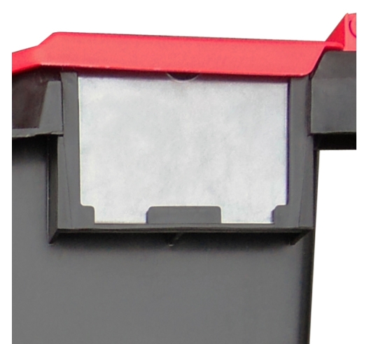Clear Label Holder On LC3 Plastor Black and Red Crates