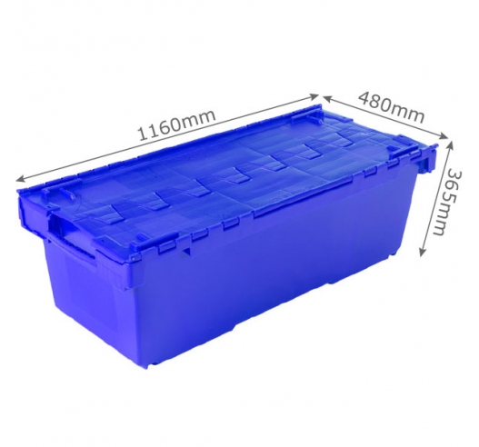 Blue Large Attached Lid Plastic Container