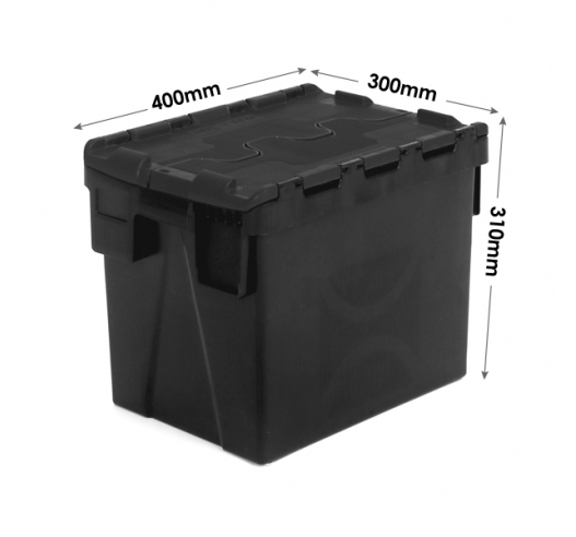 Black Recycled Attached Lid Container