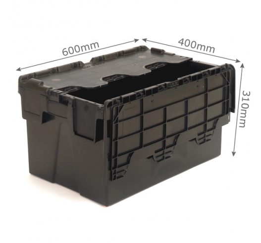 Black Tote Boxes with 52 Litre Capacity