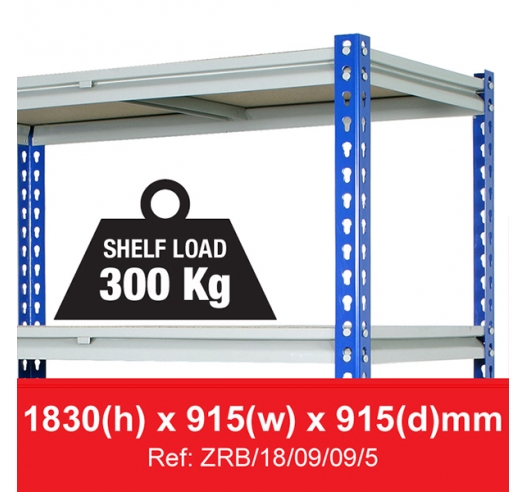 Z Rivet Racking Shelving Bay (1830h x 915w x 915d mm) with 5 Shelves