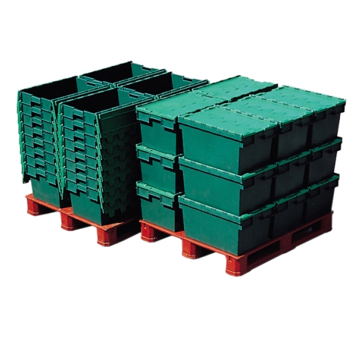Stacked and Nested Plastic Crates