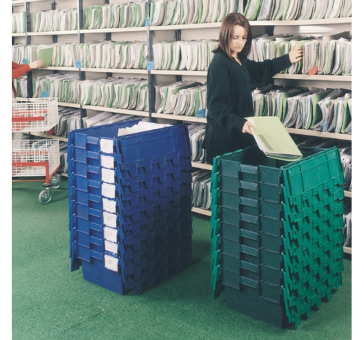 Attached lid container storage crates