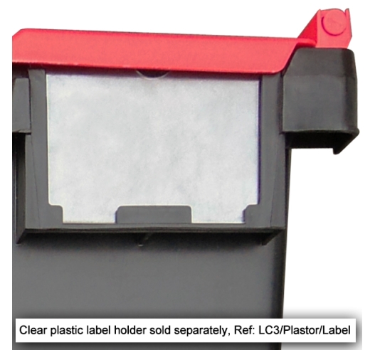 Clear plastic label holder for 80 litre plastic crates