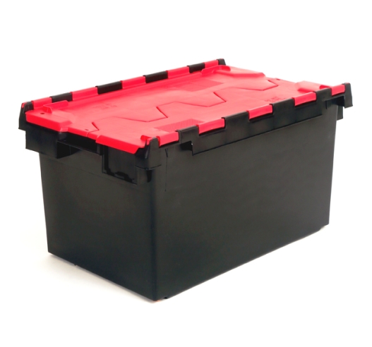 Plastic Crates with Attached Lid Closed