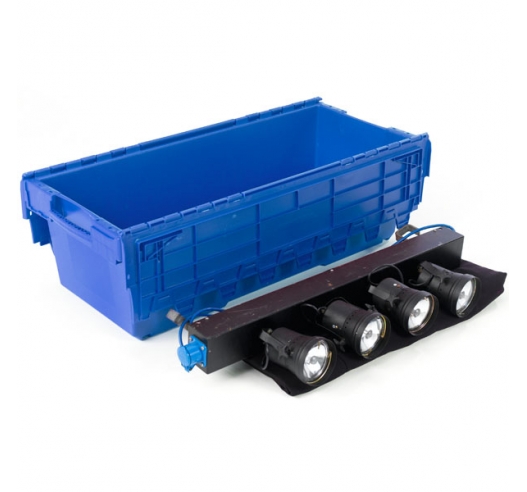 Blue Large Attached Lid Plastic Container