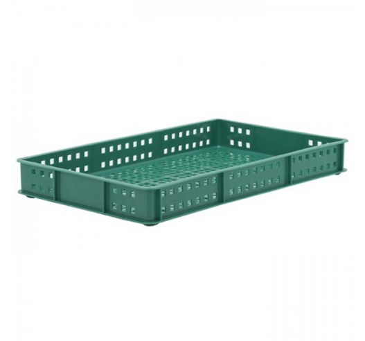 Green Stacking Confectionery Tray Ventilated Sides And Base