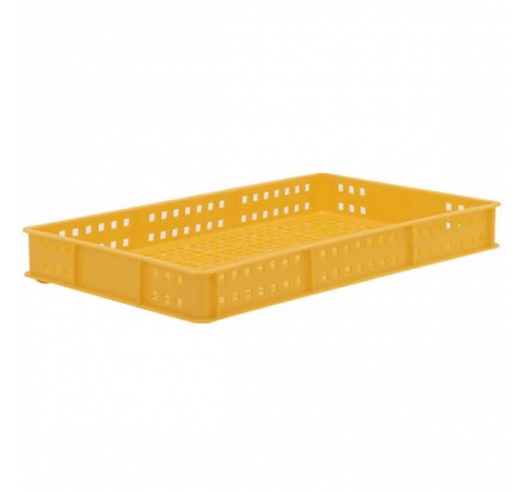 Yellow Stacking Confectionery Tray Ventilated Sides And Base