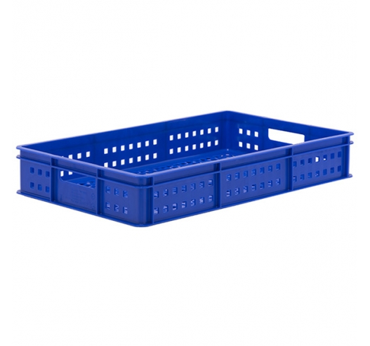 Blue Stacking Confectionery Trays 30 Litre Mesh Sides And Base