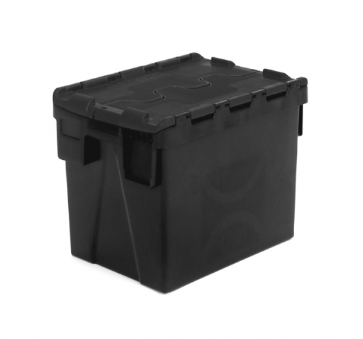 Black Recycled Attached Lid Container