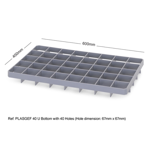 Base seated dividers for 600 x 400mm containers - 40 Holes