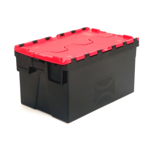 Plastic Crates with Red Lids and Black Body - 52 Litres