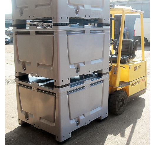 Plastic Pallet Boxes on Forklift Truck